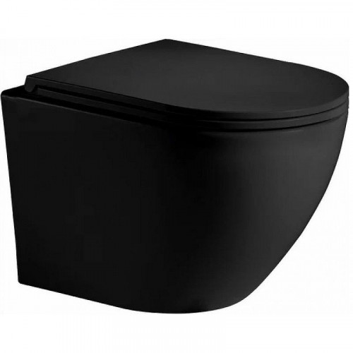 Комплект унитаза с инсталляцией WeltWasser AMBERG 506 + MERZBACH 043 XL MT-BL + AMBERG RD-MT CR 10000014119 цвет Черный матовый с сиденьем Микролифт и клавишей смыва цвет Хром матовый