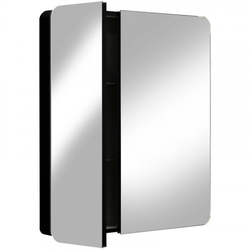 Зеркальный шкаф Reflection Black 760х850 RF2002BL с подсветкой Черный матовый МДФ / ЛДСП, стекло