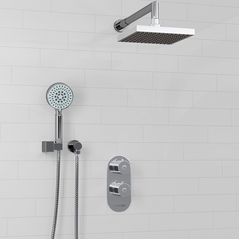 Душевая система WasserKRAFT Berkel A16028 Thermo с термостатом Хром латунь встраиваемый