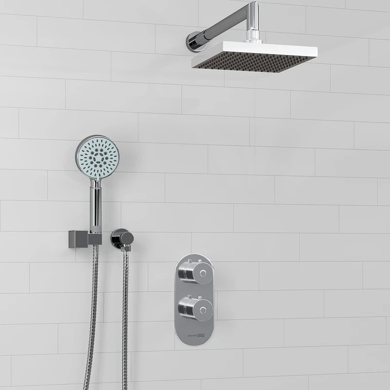 Душевая система WasserKRAFT Berkel A16028 Thermo с термостатом Хром латунь встраиваемый