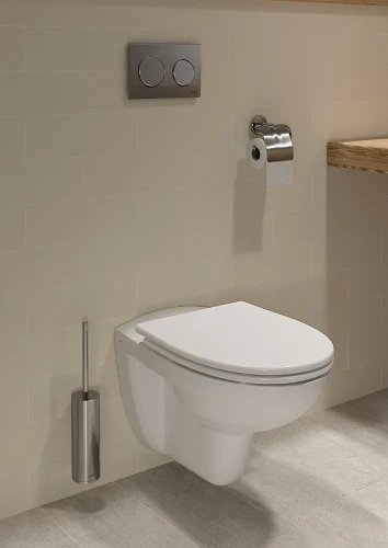 Комплект унитаза с инсталляцией Vitra Normus L-box 9773B003-7206 с сиденьем Микролифт и клавишей смыва Хром глянцевый фарфор подвесной