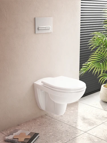 Комплект унитаза с инсталляцией Vitra Normus L-box 9773B003-7206 с сиденьем Микролифт и клавишей смыва Хром глянцевый фарфор подвесной
