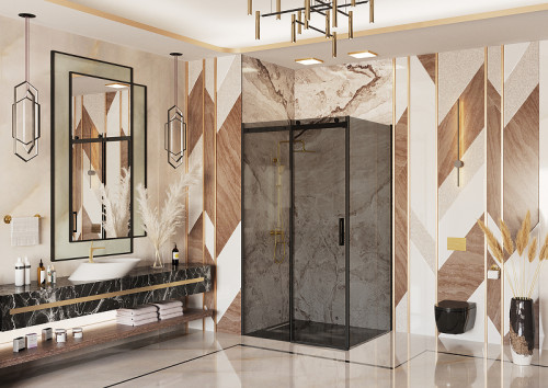 Душевой уголок Ambassador Benefit 140x100 19022203HBB-100HBB профиль Черный стекло тонированное