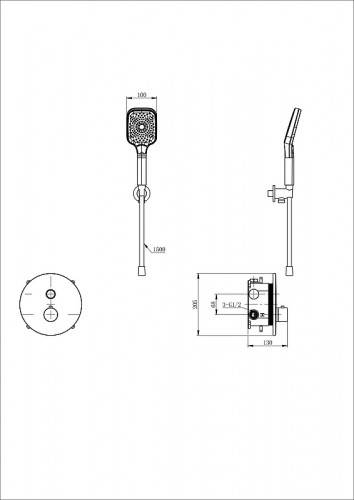 Смеситель для душа Wonzon & Woghand WW-D1017-A-BGG с термостатом цвет Темный графит