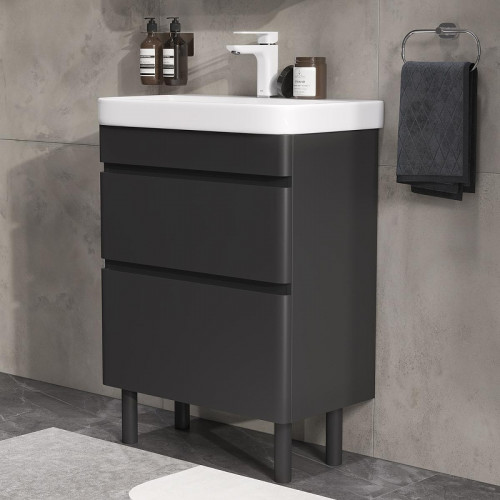 Тумба под раковину Equil Eltoro 60 tnELTR60.2Y-03 цвет Черный софт