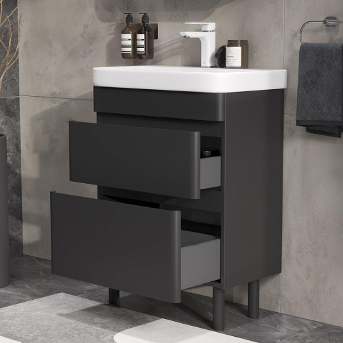 Тумба под раковину Equil Eltoro 60 tnELTR60.2Y-03 цвет Черный софт