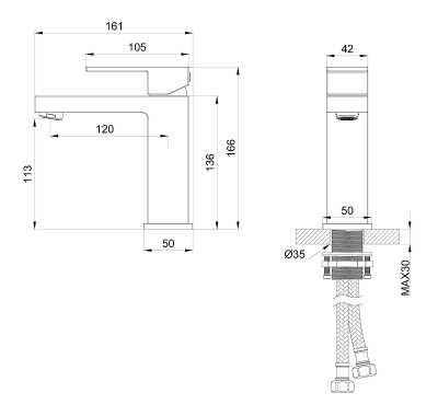 Смеситель для раковины Wonzon &amp; Woghand Cube WW-88139016-BG цвет Брашированное золото