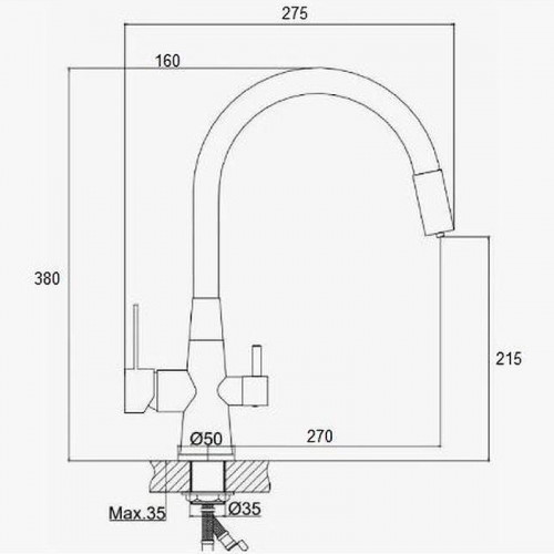 Смеситель для кухни D-Lin D159317-2 Хром Серый латунь