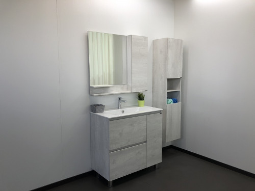 Зеркало со шкафом Comforty Верона 90 00004136714 Дуб белый МДФ / ЛДСП, стекло