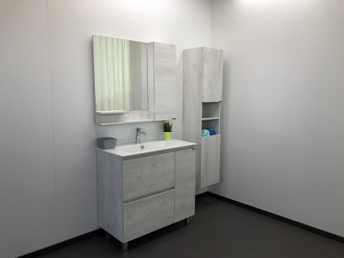 Зеркало со шкафом Comforty Верона 90 00004136714 Дуб белый МДФ / ЛДСП, стекло