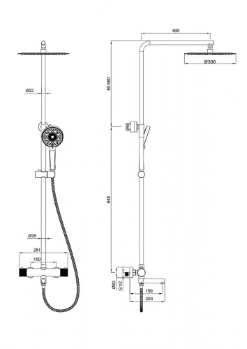 Душевая система Wonzon &amp; Woghand WW-88739902-MB с термостатом цвет Черный матовый