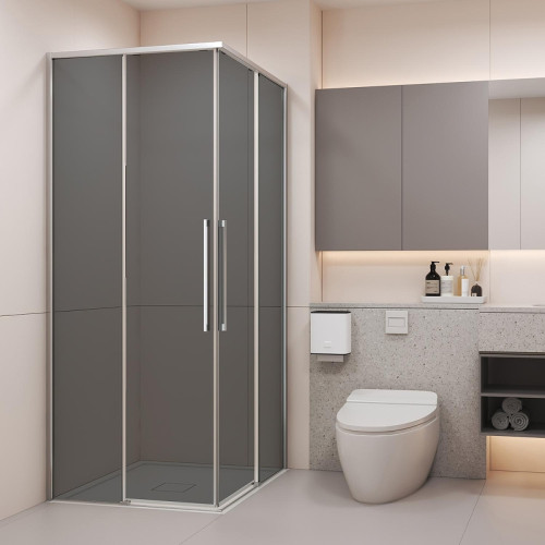 Душевой уголок Black&amp;White Stellar Wind S1220-9090N-GG 90x90 12209090NGG профиль Брашированный никель стекло тонированное
