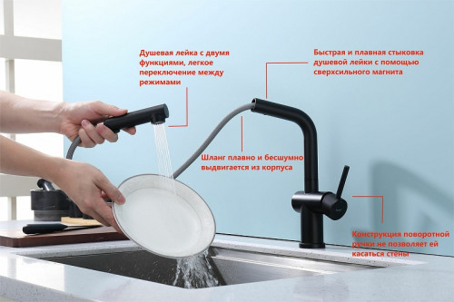 Смеситель для кухни Raglo R86.49.06 Черный матовый латунь