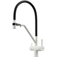 Смеситель для кухни Sancos Dora SC4003GR Белый гранит Черный латунь