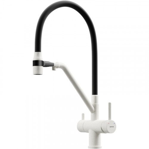 Смеситель для кухни Sancos Dora SC4003GR Белый гранит Черный латунь