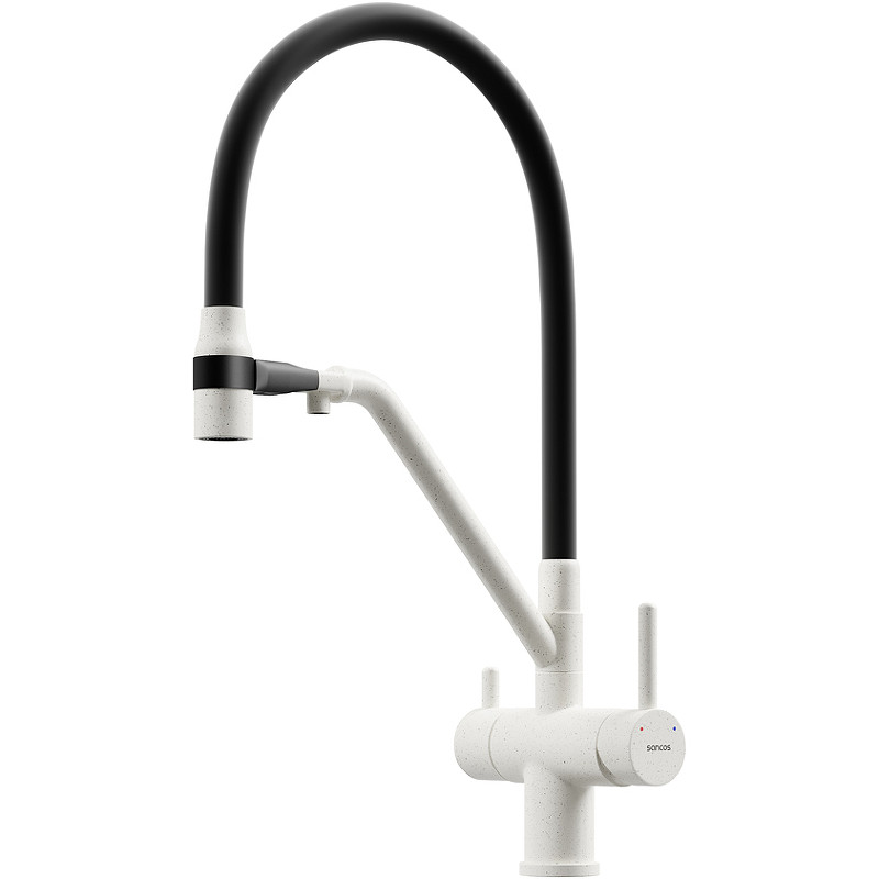 Смеситель для кухни Sancos Dora SC4003GR Белый гранит Черный латунь