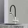 Смеситель для кухни Sancos Dora SC4003GR Белый гранит Черный латунь
