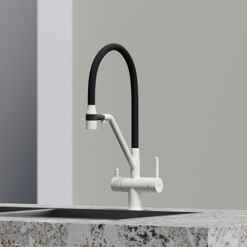 Смеситель для кухни Sancos Dora SC4003GR Белый гранит Черный латунь