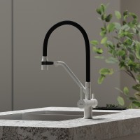Смеситель для кухни Sancos Dora SC4003GR Белый гранит Черный латунь