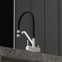 Смеситель для кухни Sancos Dora SC4003GR Белый гранит Черный латунь