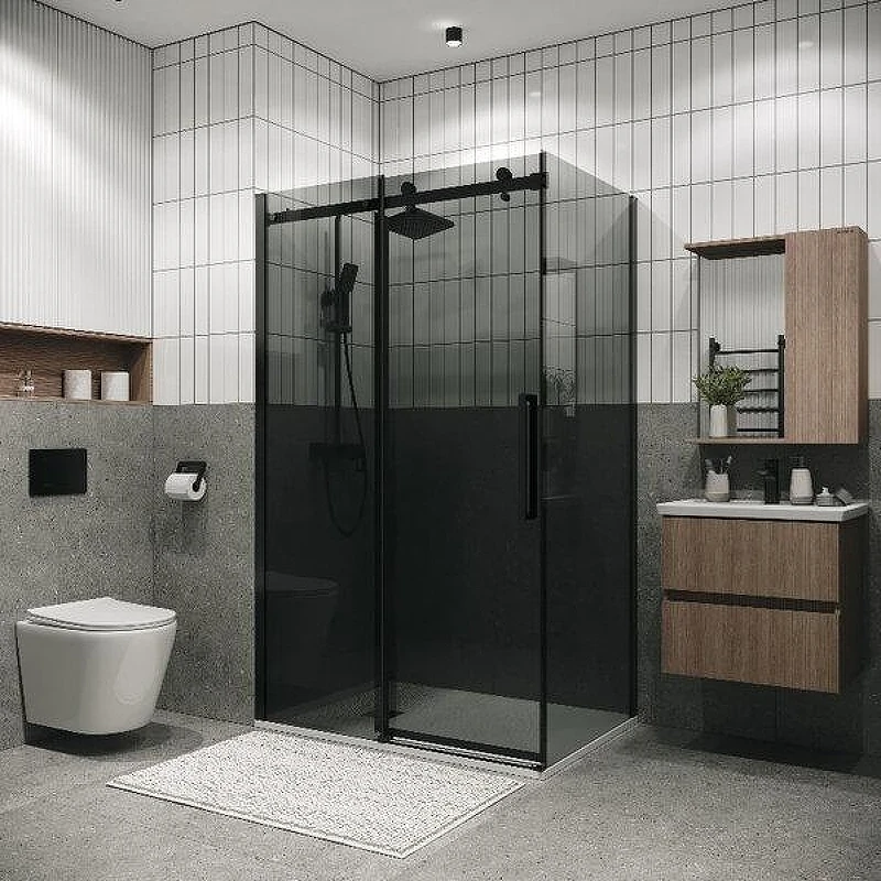 Душевой уголок Grossman Classic 150x100 120.K33.04.1510.21.10 профиль Черный матовый стекло тонированное