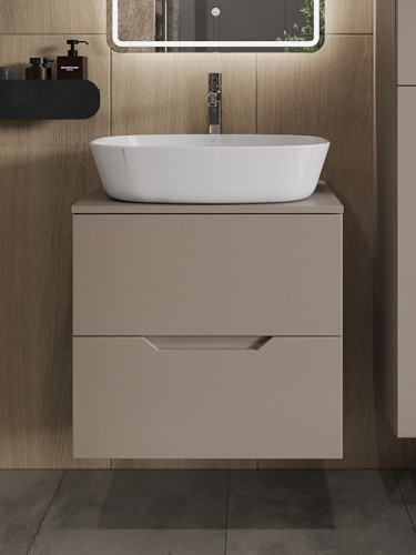 Тумба с раковиной Orange Line 60 Li-60TuLMDF+B08-500W подвесная Латте матовый МДФ / ЛДСП