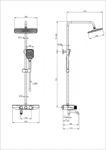 Душевая система Wonzon &amp; Woghand WW-B3099-A-CR с термостатом цвет Хром
