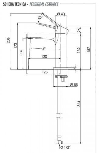 Смеситель для раковины Remer Slash Dot SL12DO цвет Золото глянцевое