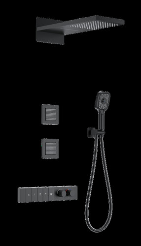 Душевая система Wonzon &amp; Woghand WW-D4538-A-MB с термостатом цвет Черный матовый