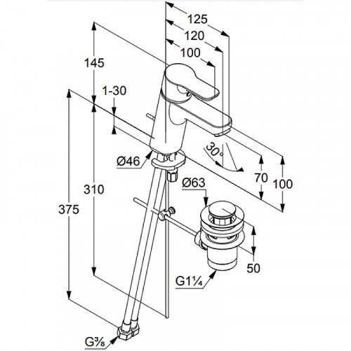 Смеситель для раковины Kludi Pure Easy 373820565 Хром латунь