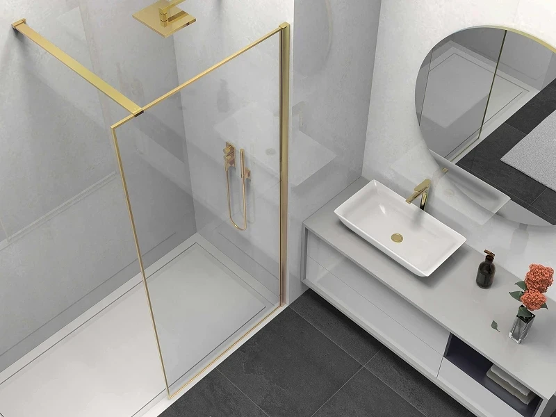 Душевая перегородка Vincea Walk-In 90 VSW-1HS900CLG профиль Брашированное золото прозрачное