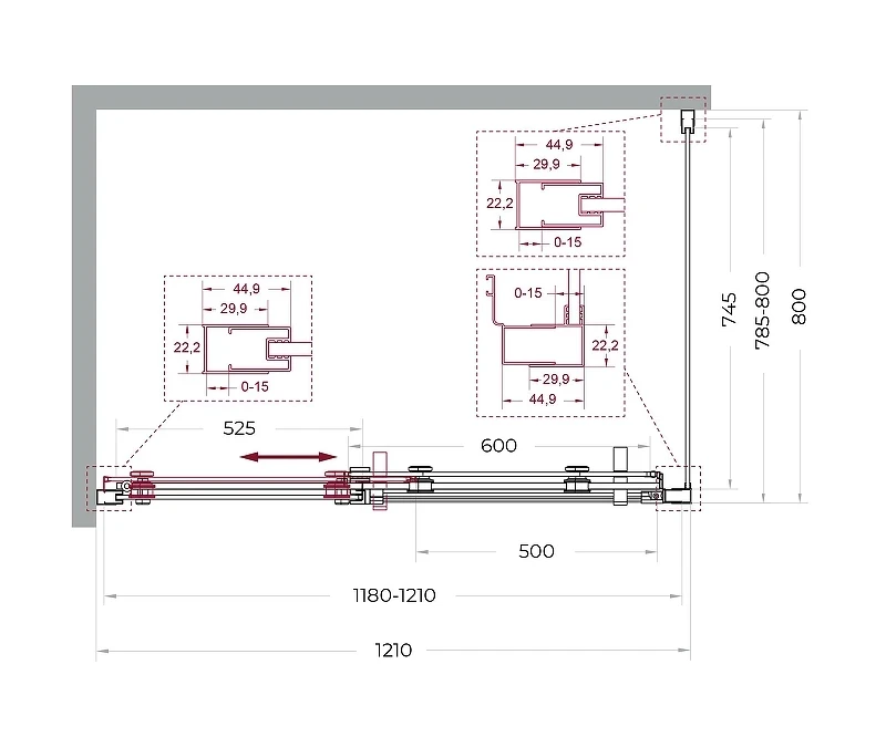 Душевой уголок BelBagno Marino 2 120x80 MARINO-2-AH-1-120/80-C-Cr профиль Хром стекло прозрачное