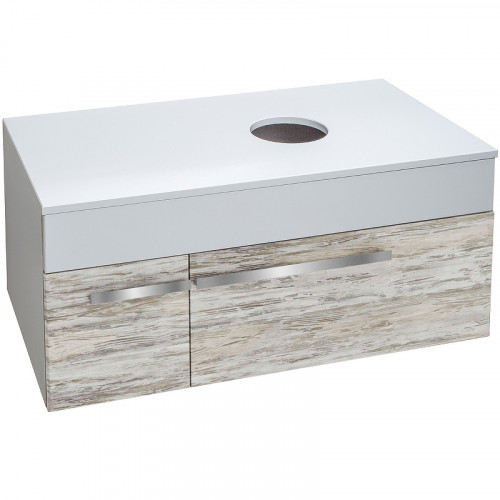 Тумба под раковину Runo Вудлайн 85 00-00001010 подвесная Белая Дуб скандинавский МДФ / ЛДСП