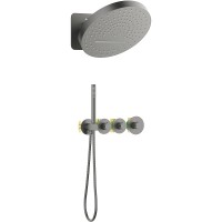 Душевая система Timo Saona SX-2329/18SM с термостатом Черное золото латунь встраиваемый