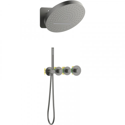 Душевая система Timo Saona SX-2329/18SM с термостатом Черное золото латунь встраиваемый