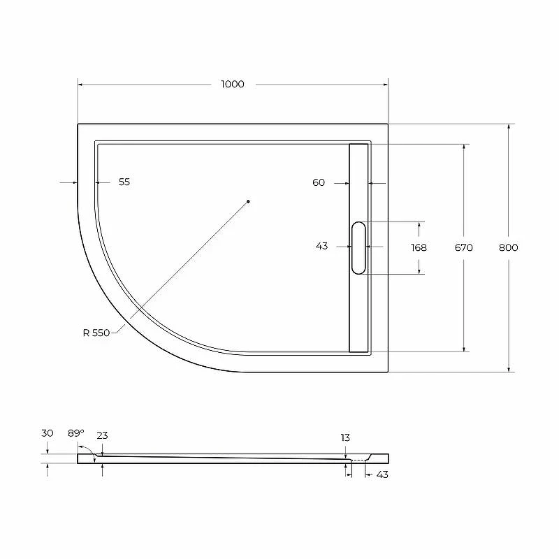 Душевой поддон из искусственного камня Cezares Tray AS 100x80 R TRAY-AS-RH-100/80-30-W-R Белый