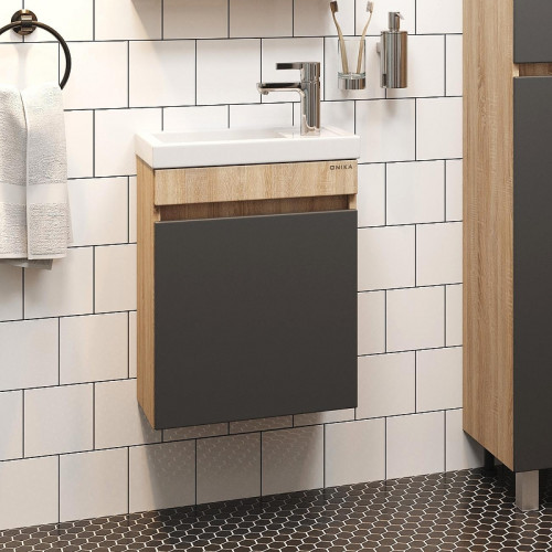 Тумба под раковину Onika Милтон 45 R 104511 подвесная цвет Дуб сонома Серый
