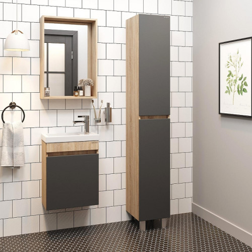 Тумба под раковину Onika Милтон 45 R 104511 подвесная цвет Дуб сонома Серый