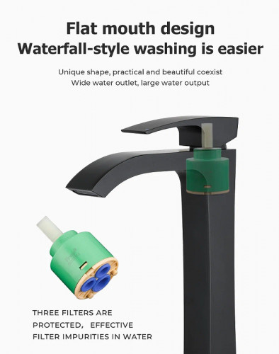 Смеситель для раковины Gappo G07-6 G1007-86 Черный матовый латунь