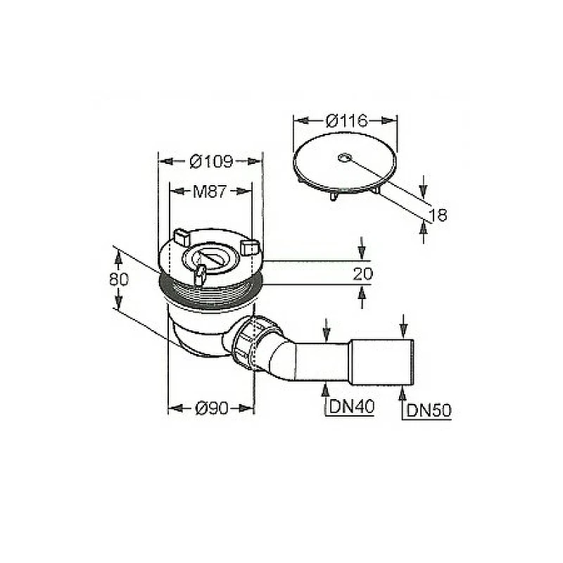 Сифон для душевого поддона Kludi Tasso 2109805-00 Хром