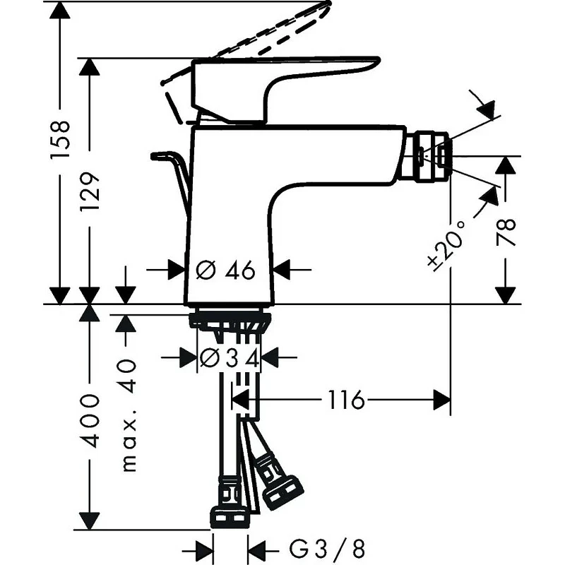 Смеситель для биде Hansgrohe Talis E 71720670 Черный матовый латунь