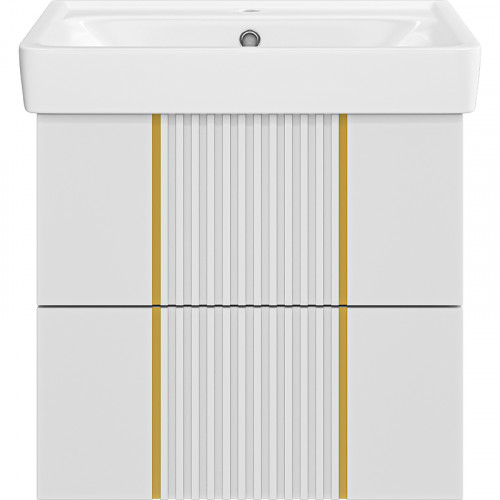 Тумба с раковиной Brevita Vega 60 УТ000022668 подвесная Белая матовая Золото МДФ / ЛДСП