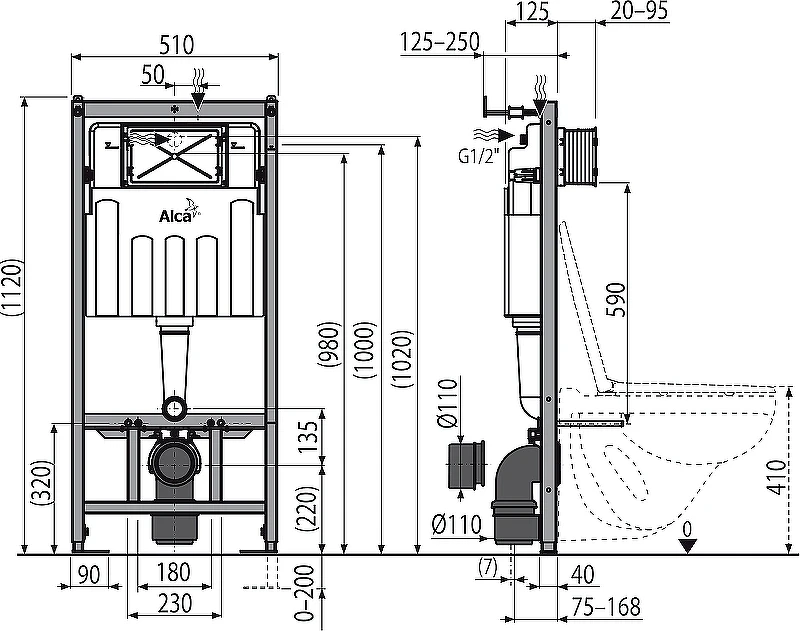Комплект унитаза WellWant Tesoro WWU01111W с инсталляцией Alcaplast Sadromodul AM101/1120-3:1 RU M71-0001 с сиденьем Микролифт и клавишей смыва Хром