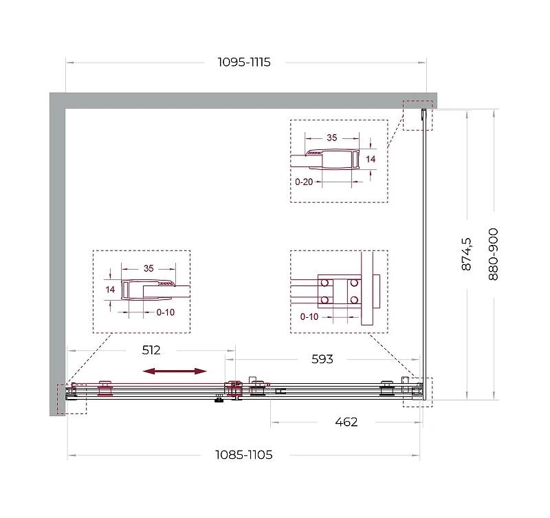 Душевой уголок BelBagno Soft Close-2 110x90 SOFT_CLOSE-2-AH-1-110/90-C-GM профиль Оружейная сталь стекло прозрачное