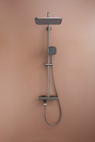 Душевая система Raglo R22.26.09 с термостатом Графит матовый латунь на стену