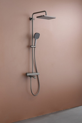 Душевая система Raglo R22.26.09 с термостатом Графит матовый латунь на стену