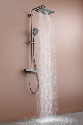 Душевая система Raglo R22.26.09 с термостатом Графит матовый латунь на стену