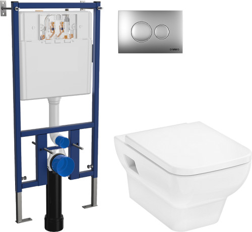 Унитаз с инсталляцией DIWO Hansgrohe CreekTide Q HGSET001 + DIWO 4501 с сиденьем Микролифт с клавишей смыва цвет Матовый хром