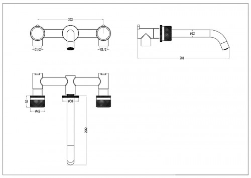 Смеситель для раковины Boheme Stick 152-2-BRB.1 цвет Брашированная бронза