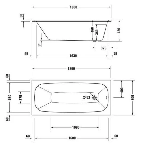Ванна из искусственного камня Duravit Aurena 180х80 700549000000000 цвет Белый матовый